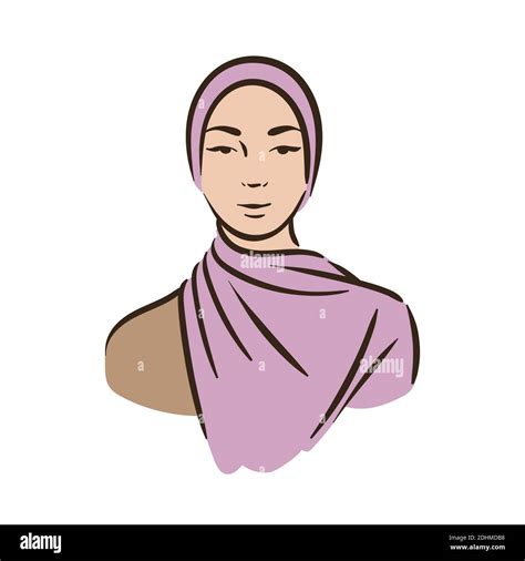 Muslim Arabic Islam Woman In Hijab And Abaya Portrait Stock Vector