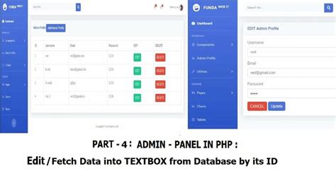 Part Admin Panel Registration Retrieve Edit Data From Database Into