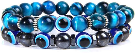 Yitiantian Pcs Set Handmade Turkish Evil Eye Bracelet Natural Blue