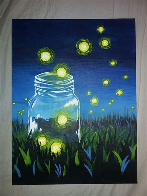 Fireflies Lisa Evanoff Small Canvas Art Canvas Painting Diy Canvas