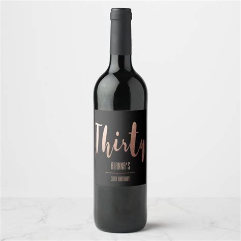 Modern Gold 30th Birthday Party Wine Label Zazzle Birthday Wine Bottles Birthday Wine