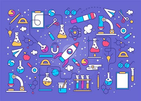 Free Vector Colorful Science Education Background With Rocket