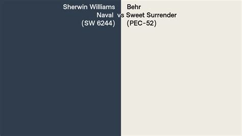 Sherwin Williams Naval SW 6244 Vs Behr Sweet Surrender PEC 52 Side