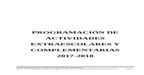 ProgramaciÓn De Actividades Extraescolares Y Iesprofesorangelysern