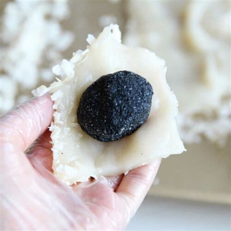 Easy Microwave Coconut Mochi with Black Sesame Filling - All Purpose ...