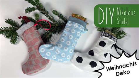 DIY Nikolaus Stiefel selber nähen Socken für den Kamin Adventsdeko