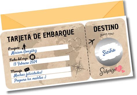 EQUIK PRODUCTS Regalo Viaje Sorpresa Tarjeta De Rascar Cheque