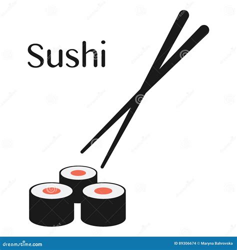 Ejemplo Del Vector De Los Palillos Y Del Rollo De Sushi Ilustración Del