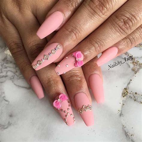 Pink Nails Designs With Bows