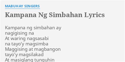 Kampana Ng Simbahan Lyrics By Mabuhay Singers Kampana Ng Simbahan Ay