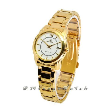 Jual Jam Tangan Wanita Cewek Mirage Original Gold Date Aktif Rantai