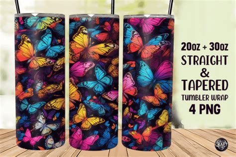 Butterfly Pattern Tumbler Wrap 20oz Png Graphic By Lazycraftlab