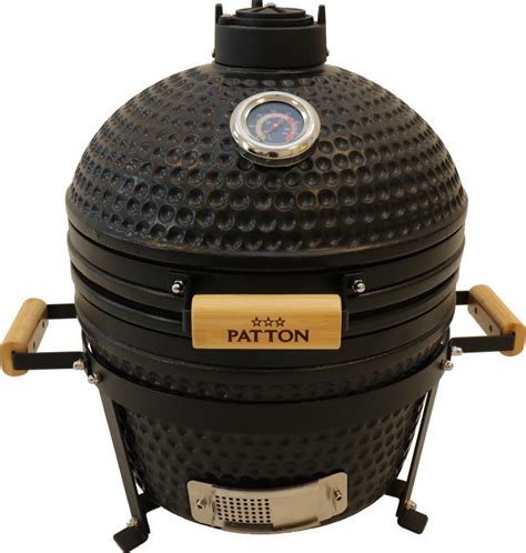 Patton Kamado Grill Houtskool Barbecue Mat Zwart Keramisch Rond