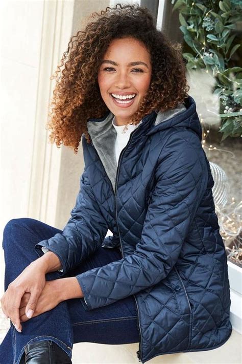 Jackets And Coats Fleece Lined Hooded Quilted Jacket Cotton Traders