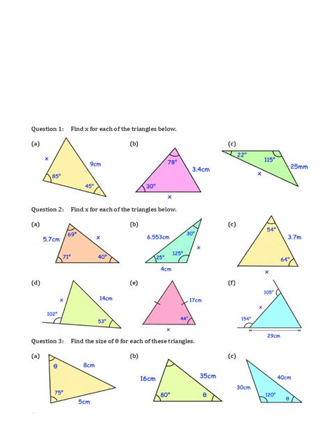 Sine Rule Pdf Pdf Triangle Euclidean Plane Geometry