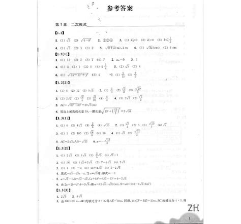 2016浙教版八年级下册数学作业本答案 Word文档在线阅读与下载 无忧文档