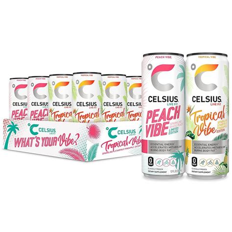 CELSIUS Essential Energy Drink 12 Fl Oz Whats Your Vibe Variety Pack