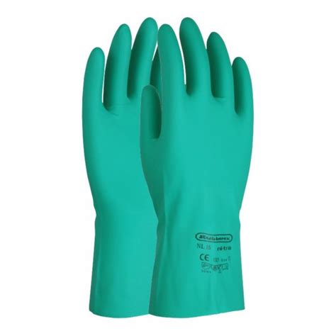 Standard Green Chemical Resistant 13 Inch Flock Lined Nitrile Gauntlet Gloves Protexmart