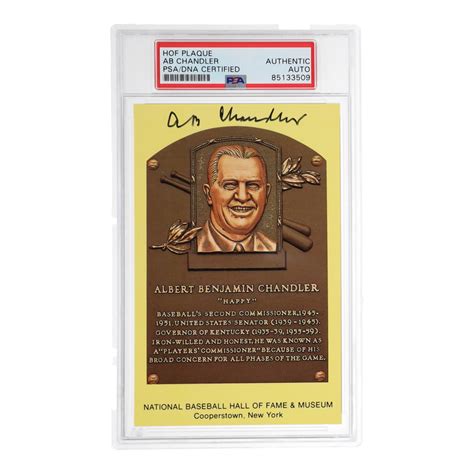 Happy Chandler Signed Hall of Fame Plaque Postcard (PSA) | Pristine Auction