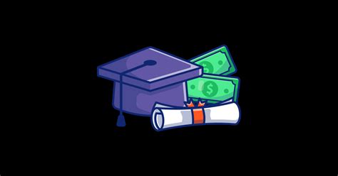 Scholarship Graduation Cap Certificate And Money Cartoon