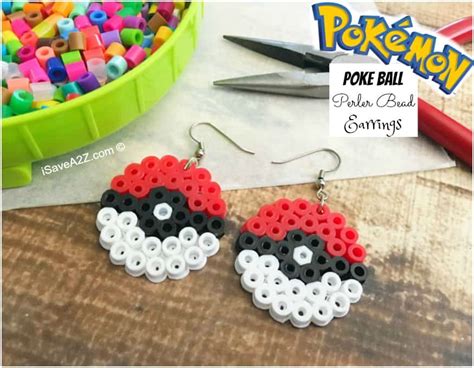 Pokemon Earrings Made Out of Perler Beads - iSaveA2Z.com