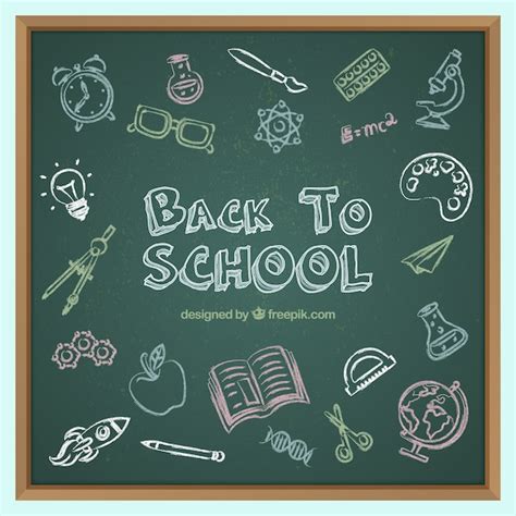 Blackboard background with drawings Vector | Free Download