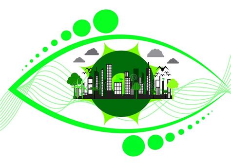 El Diseño De La Ciudad De Eco Con Los Edificios Verdes Y Los Molinoes De Viento En Ojo Forman El