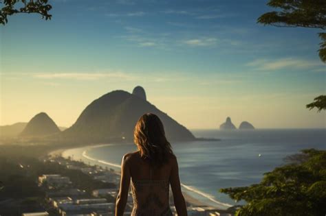 Premium Ai Image A Woman Stands On A Cliff Overlooking The Ocean