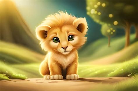 Premium AI Image | A lion cub in the forest