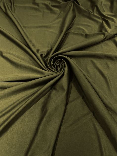 Olive Green Shiny Milliskin Nylon Spandex Fabric 4 Way Stretch 58 Wide