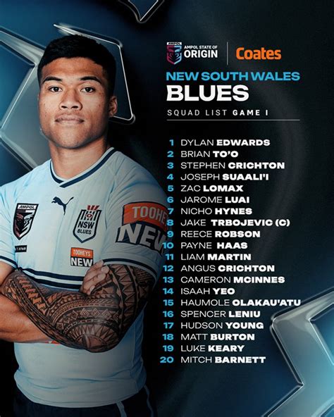 State Of Origin 2024 Blues Team For Game One New South Wales Squad