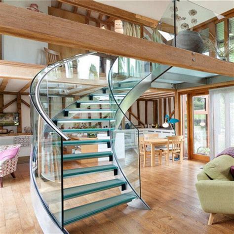 Best Price Curved Glass Staircases With Bent Glass Railingglass Spiral