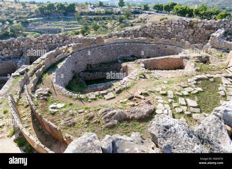 Grave Circle A In The Cemetery Of The Citadel Mycenae Peloponnese