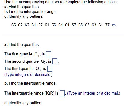 Solved Use The Accompanying Data Set To Complete The Chegg