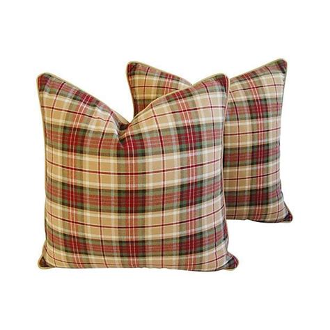 Designer Ralph Lauren Tartan Plaid Pillows Pair Chairish