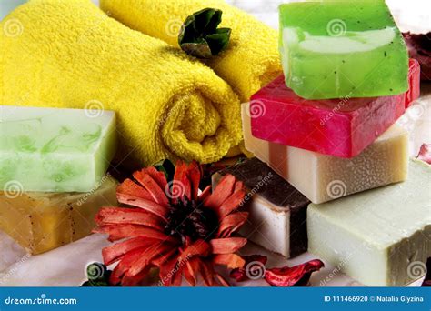 Handmade Soap With Bath And Spa Accessories Stock Photo Image Of