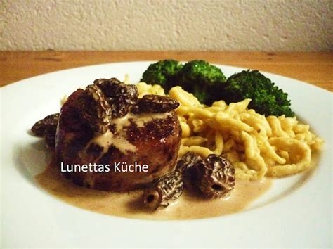 Kalbsfilet mit Morchel Sauce Spätzle und Broccoli