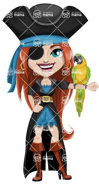 Woman Pirate Cartoon Vector Character Aka Brianna The Fearless 112 Illustrations Eyepatch