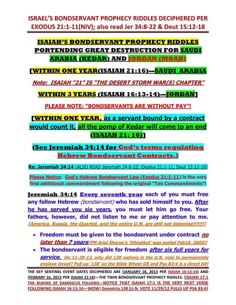 Isaiah Chapter 21 Bondservant Prophecy Riddle - Five Doves