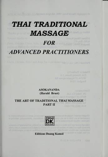 Thai Traditional Massage For Advanced Practitioners By Asokananda