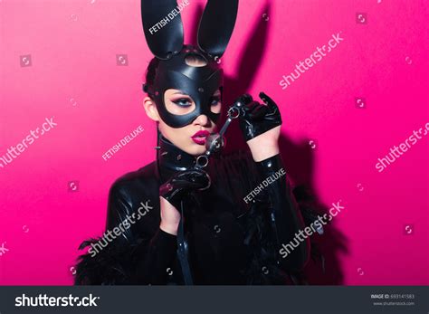 Beautiful Dominant Brunette Vamp Mistress Girl Stock Photo