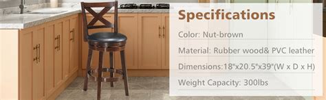 Amazon ERGOMASTER Dark Brown Swivel Bar Stools Counter Height