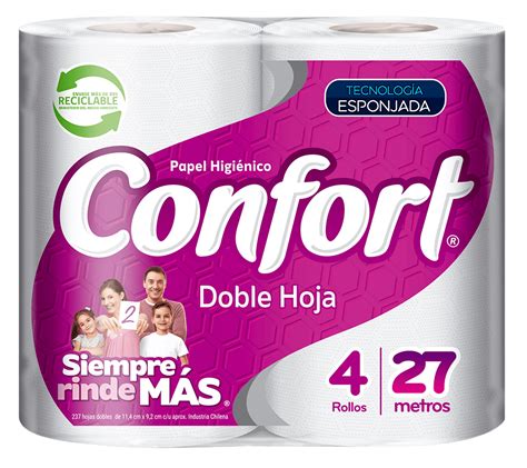 Papel Higiénico Confort Doble Hoja 4 Rollos 27 M