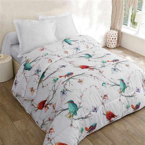 Couette coton imprimée Oiseaux 400 g m2 blanc Blancheporte