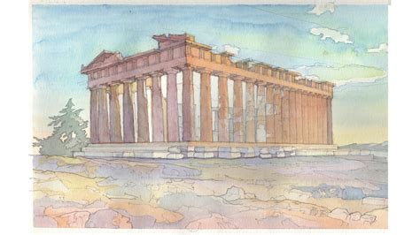 Monuments in Watercolor Ep #03 Parthenon at Athenian Acropolis Greece