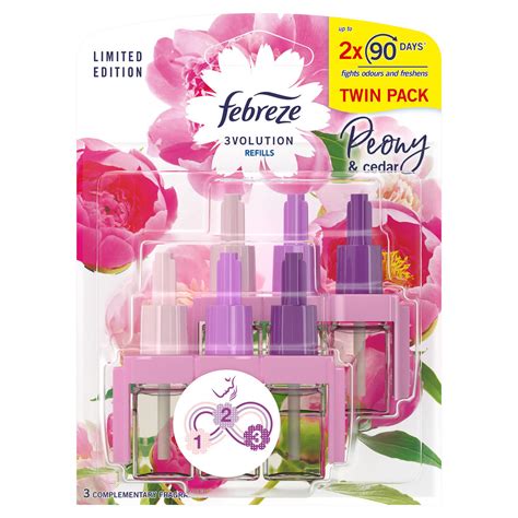 Febreze 3volution Air Freshener Plug In Refill Peony And Cedar Twin Pack 2x20ml Home Accessories