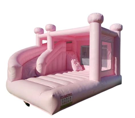 Luxe Light Pink Bounce House W Slide Combo One Stop Hop Party Rentals