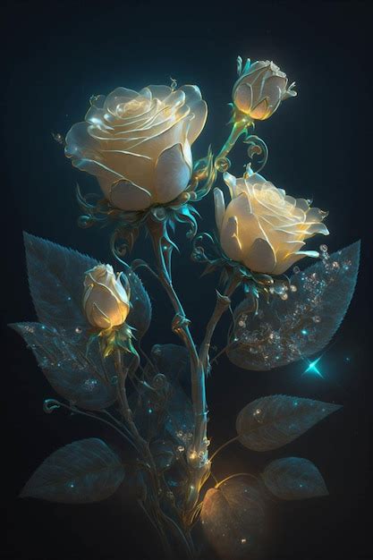 Bunch Of White Roses Sitting On Top Of A Table Generative Ai Premium