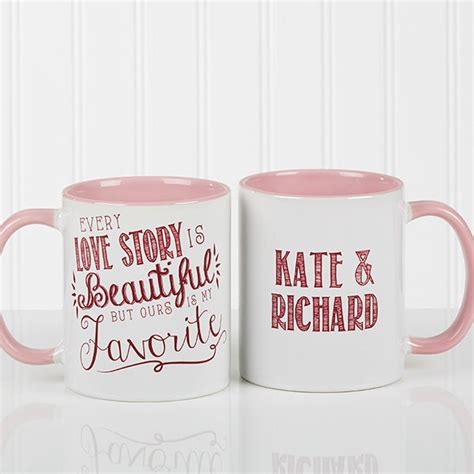 Romantic Pink Personalized Coffee Mugs Love Quotes