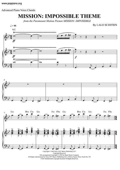 Lalo Schifrin Mission Impossible Theme Sheet Music Pdf Free Score